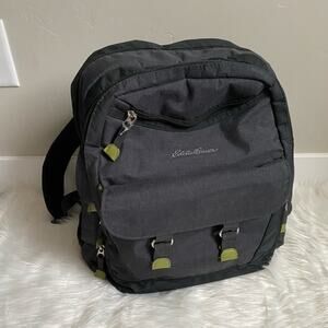 Eddie Bauer Gray With Green Accents Large Backpack Diaper Bag Gender Neutral